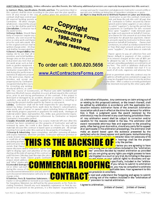 Commercial Roofing Contract Forms